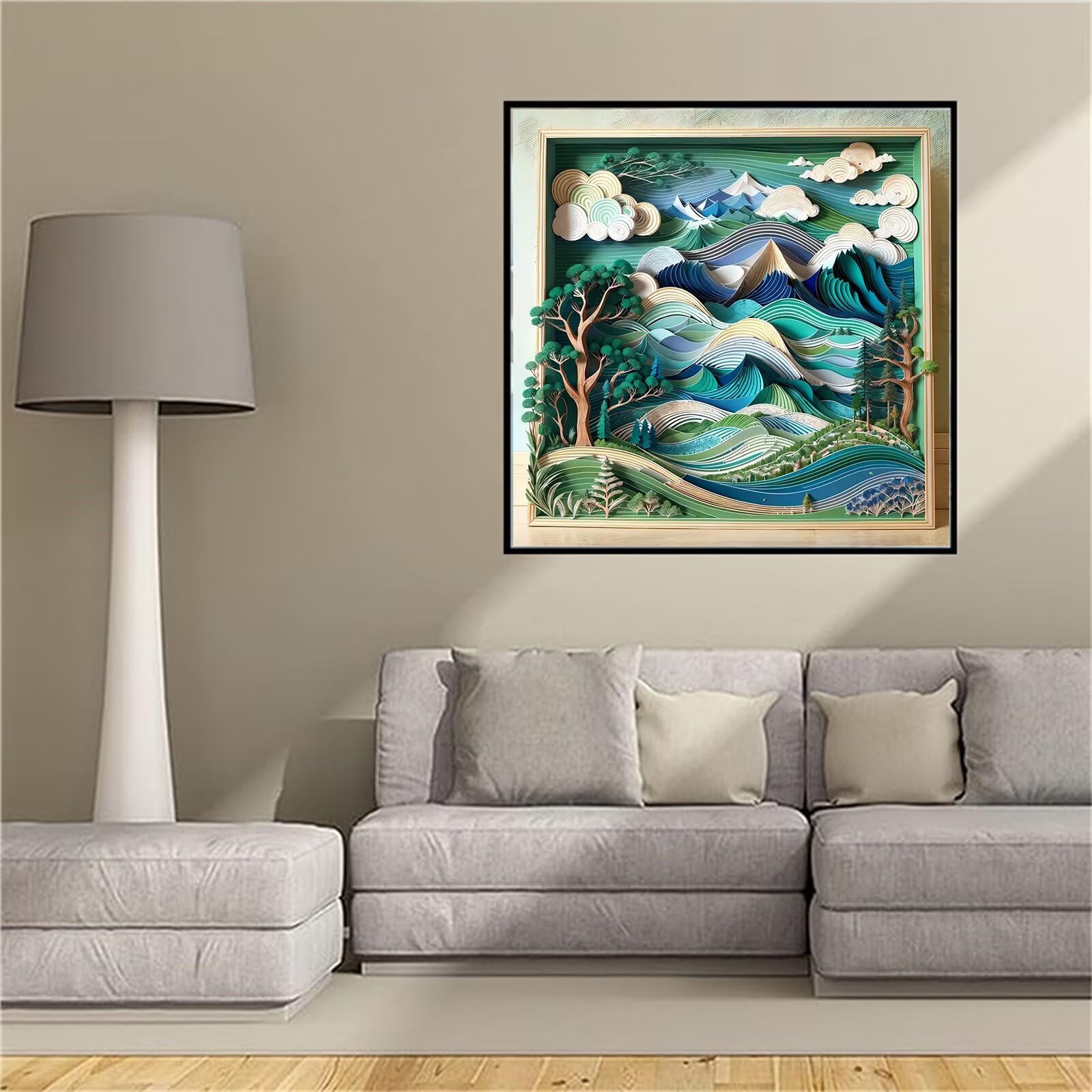 Diamond painting paysage abstrait 5D grand format 100x100 cm avec kit complet de broderie adulte