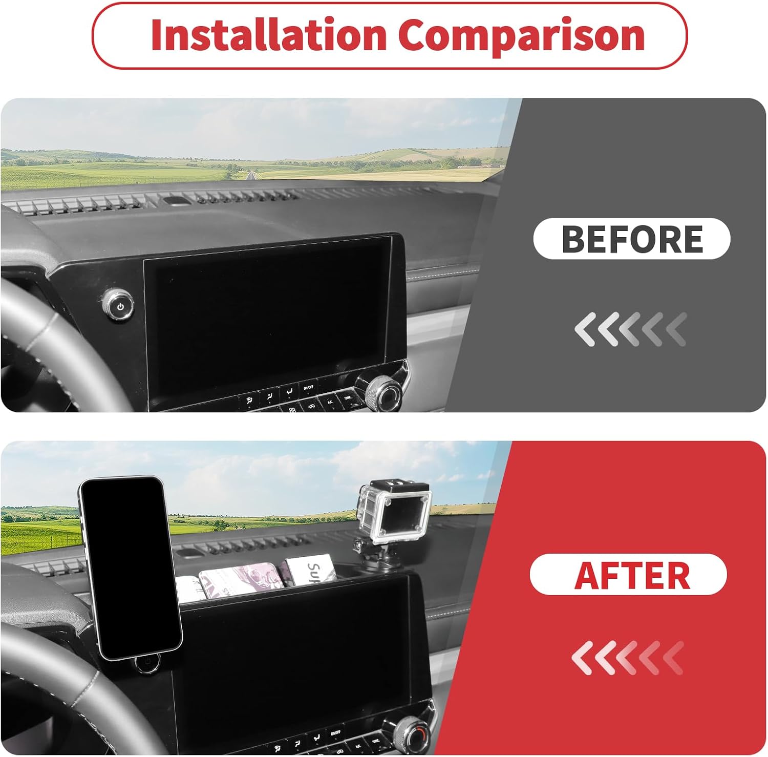 Linskip Magnetic Phone Mount + Action Camera Mount Compatible with 2023 2024 2025 2026+ Chevy Colorado & GMC Canyon, 360° Rotation, One-Hand Operation, Strong Magnet image 3