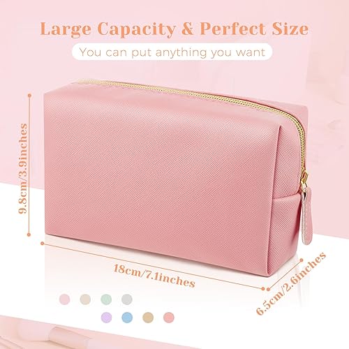 Vista 23 de Dunzy 8 bolsas de maquillaje de piel sintética para cosméticos, impermeable, pequeña, organizador de cosméticos portátil, bolsa de almacenamiento