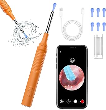 Ear Wax Removal Tool with Camera, 800W HD 360 Otoscope, 3.5mm Thin Lens 6 LED Lights, Waterproor Kids Adults Pets