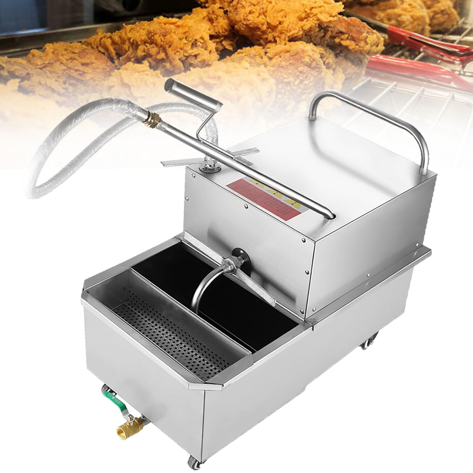XCSCUK Mobile Fryer Filter,48L Commercial Oil Filter Truck,550W Oil Filtration Stainless Steel Cooking Oil Filter Machine,For Restaurant And Kitchen