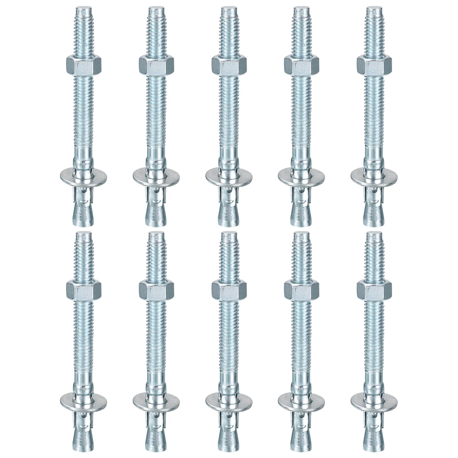 DTGN 3/8" x 4" Wedge Anchors - 25Pack - Good for Cement and Concrete Wall - Carbon Steel Zinc Plated Screw Bolt Nut Expansion Tube Fasteners