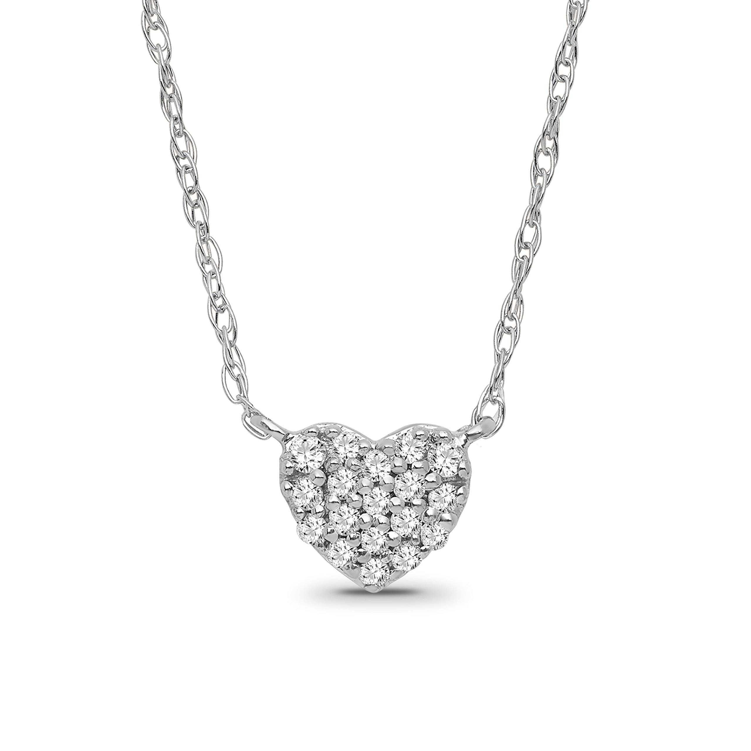 ARAIYA FINE JEWELRYSterling Silver Diamond Heart Pendant Necklace (1/10-1/4 cttw, I-J Color, I2-I3 Clarity), 18'