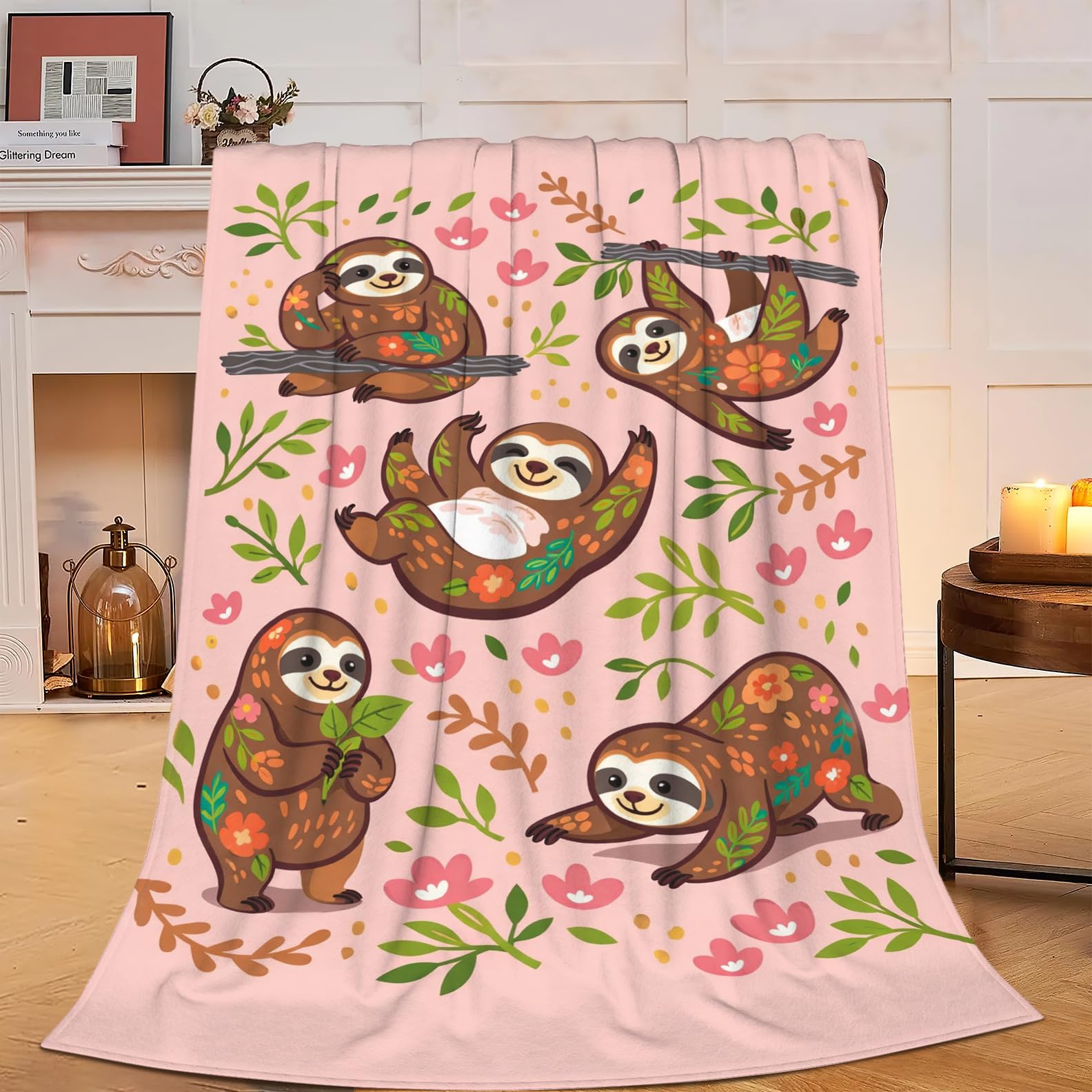 Beynepe Cute Sloth Blanket Super Soft Fleece Sloth Throw Blanket for Kids Adults, Warm Cozy Plush Cartoon Sloth Blanket for Women Gifts Couch Sofa 40x50in — image 1