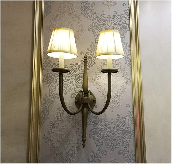 LUCBEI Wandlamp Indoor Wall Lamp Dubbele Hoofd Retro Wandlamp Lamp Lampenkap E27 for Gangen, Slaapkamers, Studeerkamers, Hallen Corridorlamp photo 2