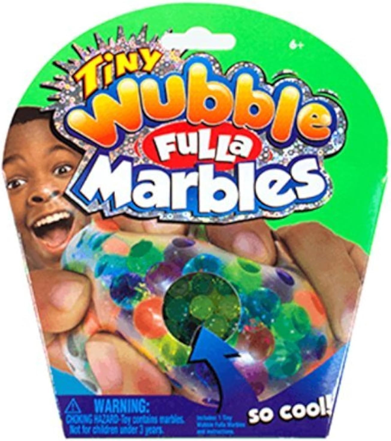 Wubble Small Multicolor Marble-Filled Wubble Ball with Marbles, 5.6 x 6.5 x 1.9 inches, Kid, Indoor, Hand-Powered, No Batteries Required