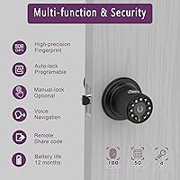 Vista 3 de Double Sided Keyless Door Knob Lock with Fingerprint and Keypad, Smart Doorknob with Dual Cylinders for Exterior or Interior Door(Double Sided
