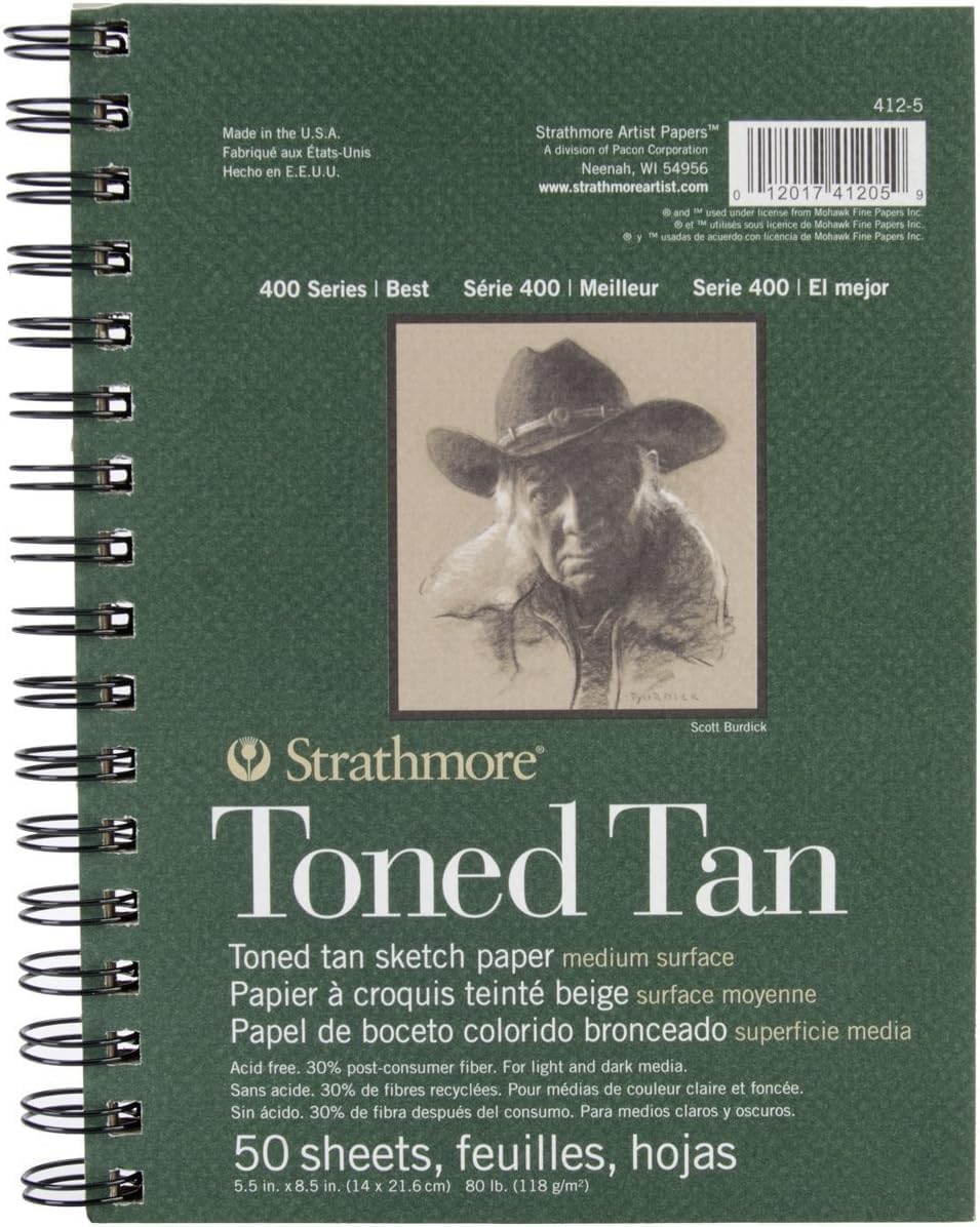 Strathmore Toned Sketch Spiral Paper Pad 5.5"X8.5"-Tan 50 Sheets - 412500