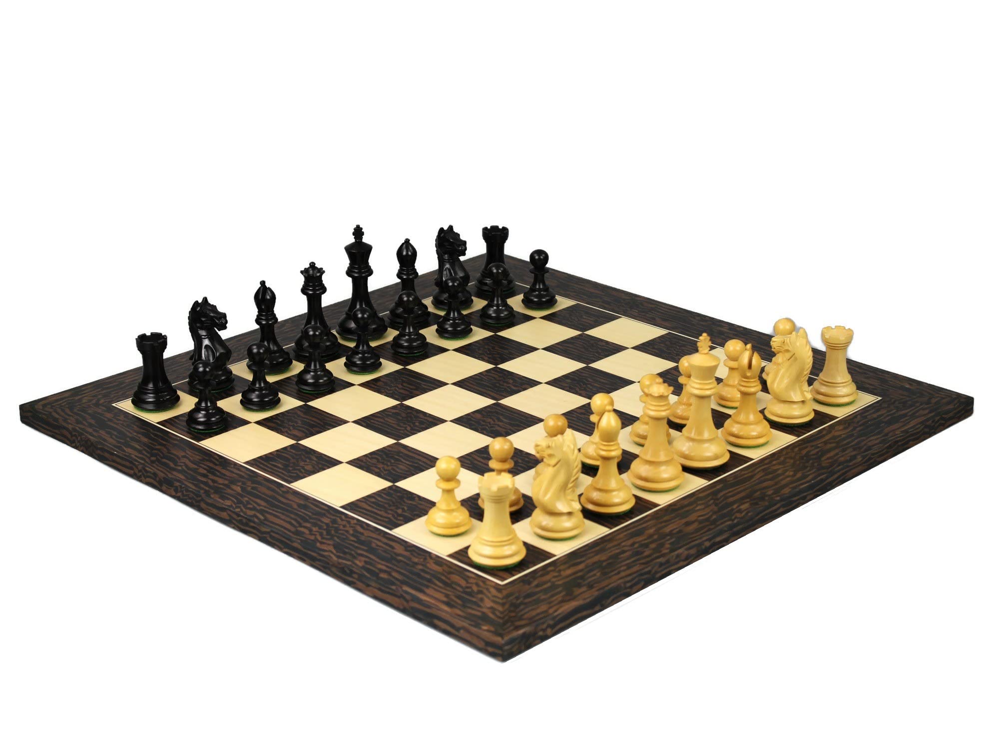 Set di scacchi in legno Tiger Ebony Board 20 pollici ponderato Ebanizzato Staunton Feroce Cavaliere Pezzi 3.75 pollici