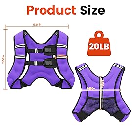 Poudee Weighted Vest, 20LB Weight Vest for Men Women, Body Weight Vests Adjustable with Reflective Stripe for Strength Training, Running, Training Workout, Jogging, Walking - 20LB, Purple