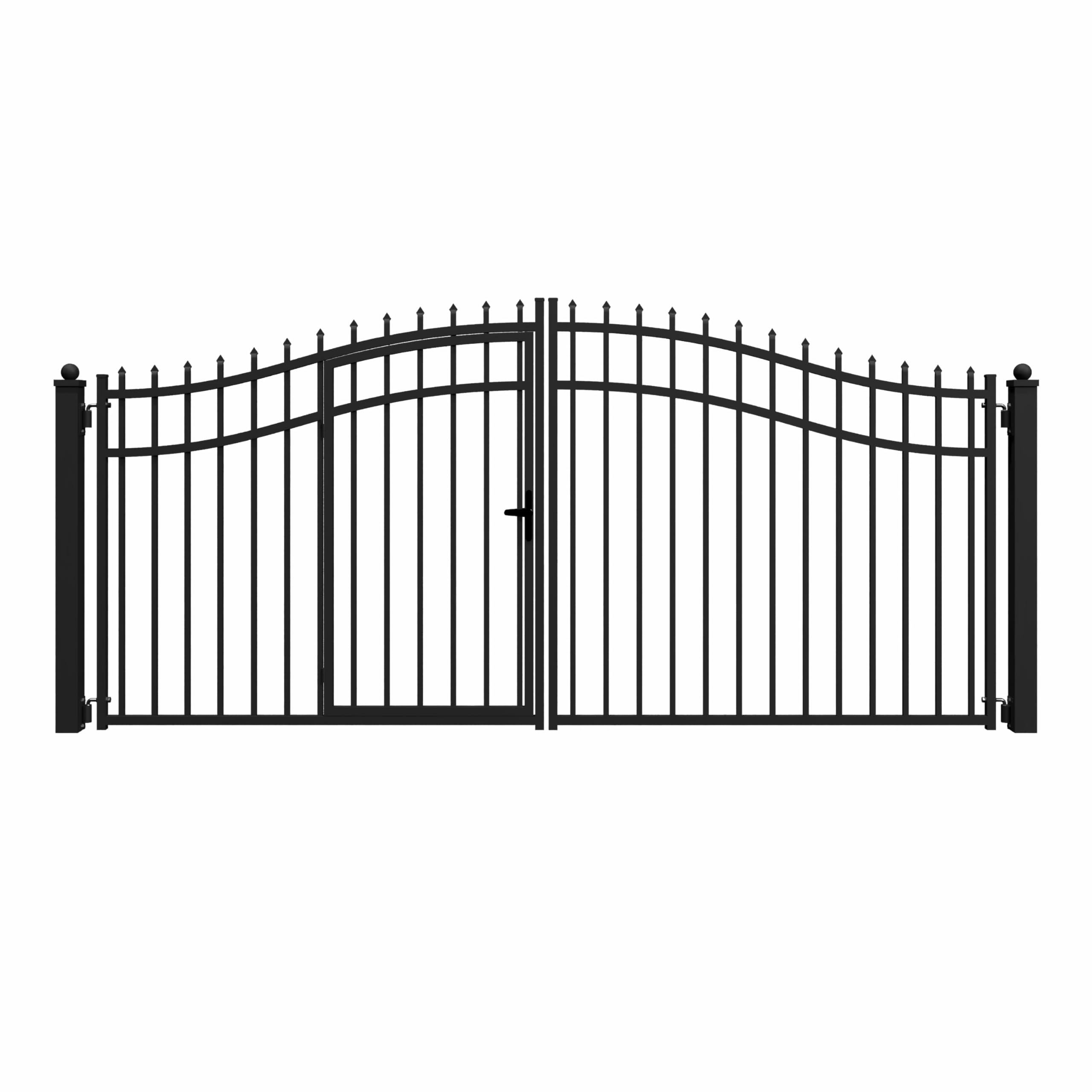 ALEKO 18x4 feet Vienna Dual Driveway Gate with Built-in Pedestrian Door, Galvanized Steel Anti-Rust Security Fence Barrier Set