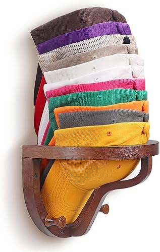 Perchero para gorras de béisbol, organizador de sombreros con capacidad para hasta 30 tapas, soportes de madera para gorras de bolas para pared y