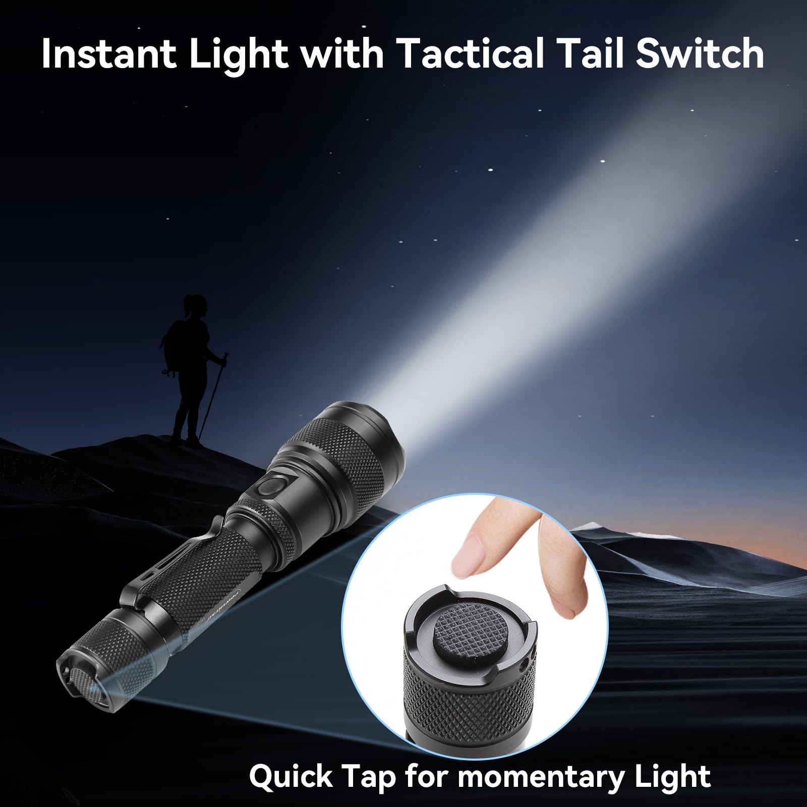PowerTac FLEXB 1200 Lumen Rechargeable Flashlight, 6 Brightness Levels, Zoomable Beam, Momentary On, IPX8 Waterproof, Reversible Pocket Clip, Auto Memory, for Outdoor, Camping & Emergency-Flexbeam DIY and Tools