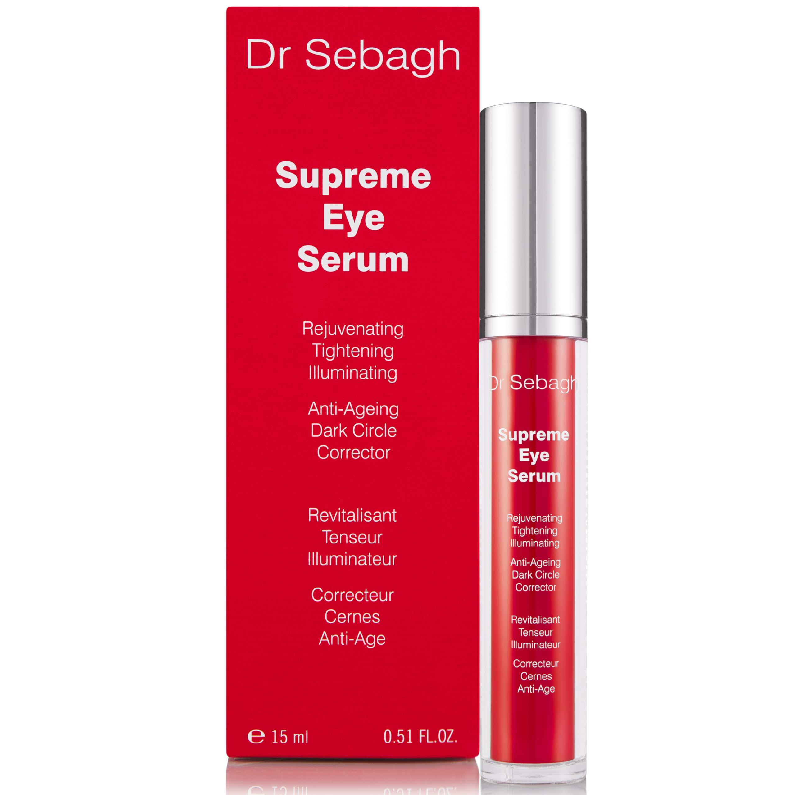 Dr Sebagh Supreme Eye Serum (0.5 fl oz) - Advanced Roll-On Formula - Designed to Aid Smoother Younger & Firmer-Looking Skin - Helps Reduce Puffiness Circles Fine Lines & Wrinkles - Boosts Elasticity