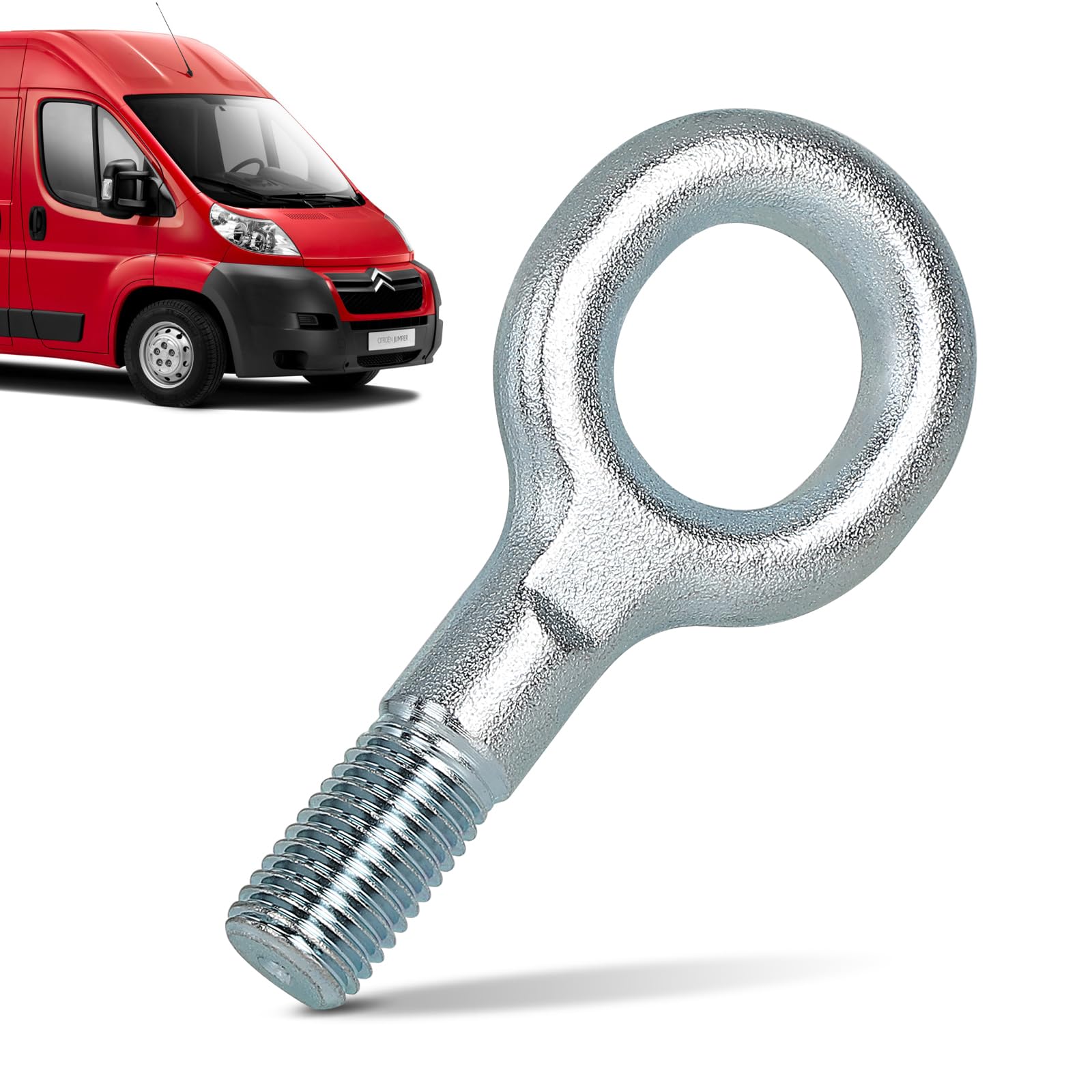 efuturetime hak holowniczy 1348135080 107mm zaczep holowniczy Tow Eye, kompatybilny z FIAT Ducato, Citroen Relay, Peugeot Boxer