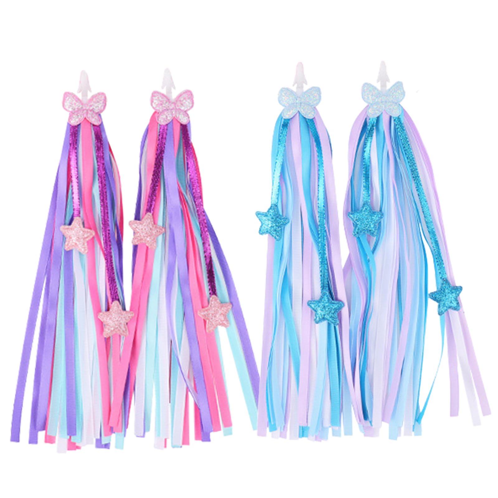Mtbricey 4 Pcs Bike Streamers for Girls 25cm Colorful Handlebar Tassels for Bicycle Scooter & Tricycle Accessories Easy Install Kids Bike Decorations with Dynamic Fluttering Ribbons (BB)