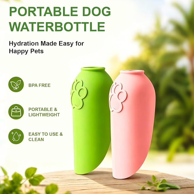 Foto 2 de 7 de JINDANCL Botella de Agua portátil para Perros,Perros pequeños Botella de Agua con Cuenco Plegable de Silicona