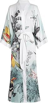 AenssoLong Soft Lightweight Silky Kimonos Robes for Women, Luxury Japanese Floral Womens Kimono Robe