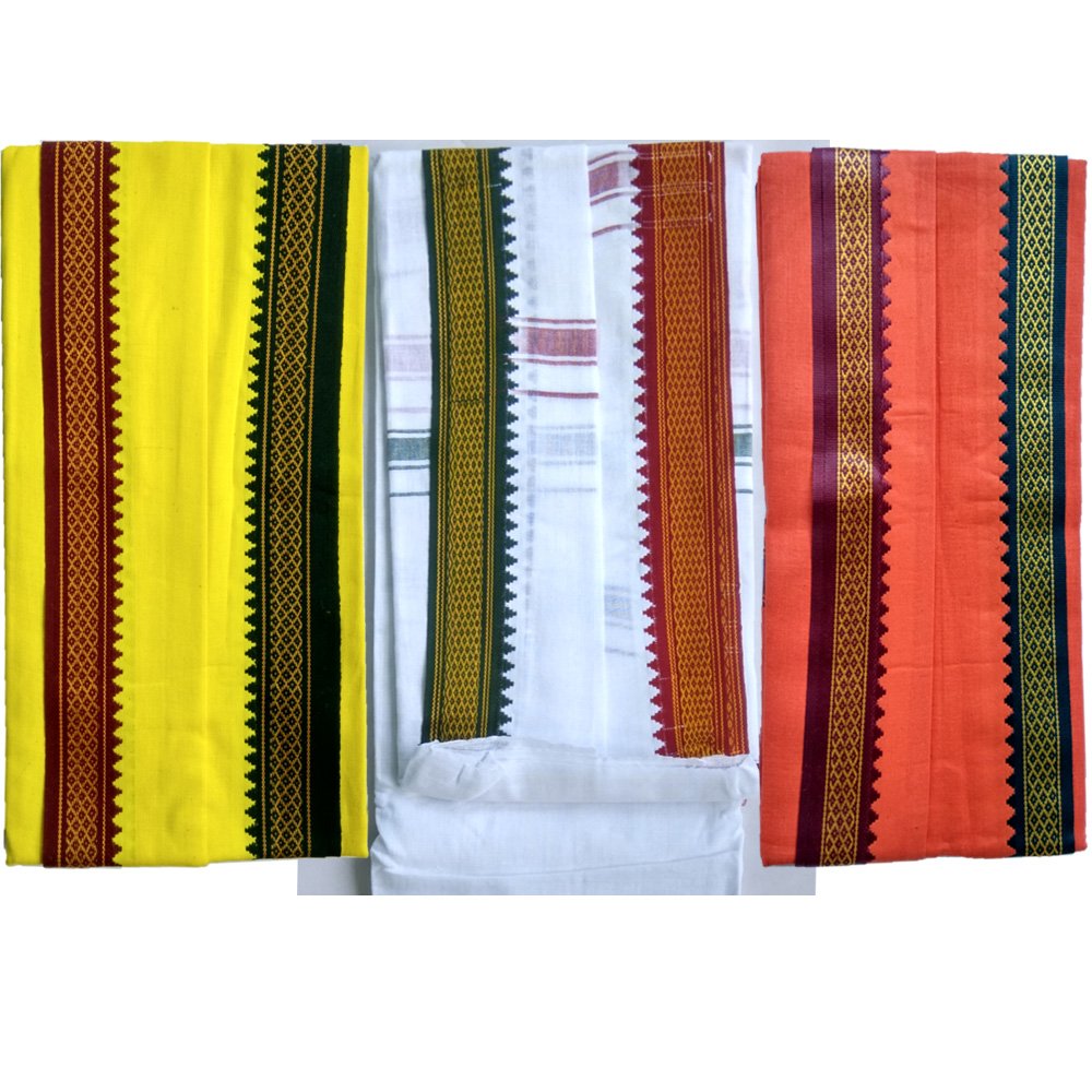 Gamcha Pure Cotton Towel Gamosa of Bengal Super Soft for Men Women Baby - Set of 3 (Multicolor)
