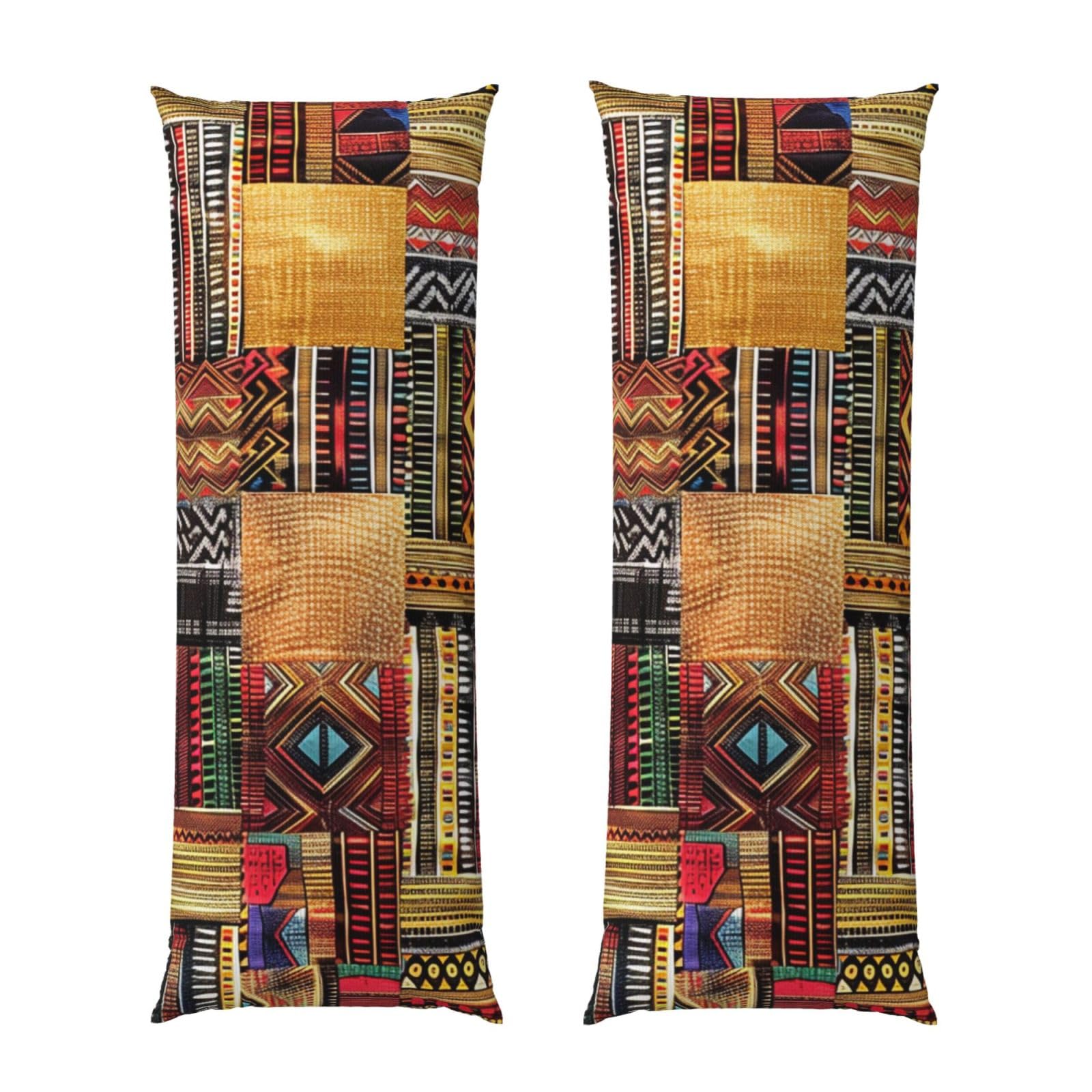 Body Pillow Cover 20x54 Inch, African Textile Patchwork Print Long Lumbar Pillow Case with Zipper Long Body Pillowcase Decorative for Bed Sofa Bedroom