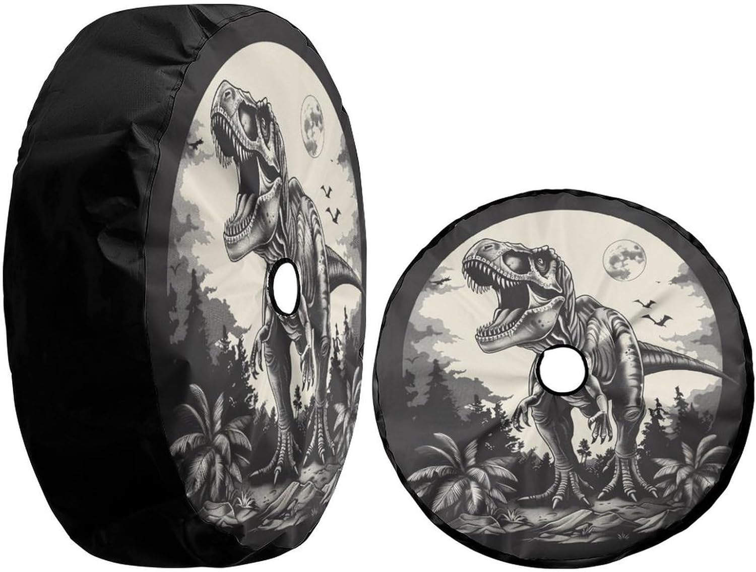 Delerain Spare Tire Cover with Backup Camera Hole Vintage Dinosaur Wheel Covers Waterproof Dust-Proof UV Sun Universal Fit for Trailer RV SUV Truck (17 Inch for Diameter 31"-33") image 3