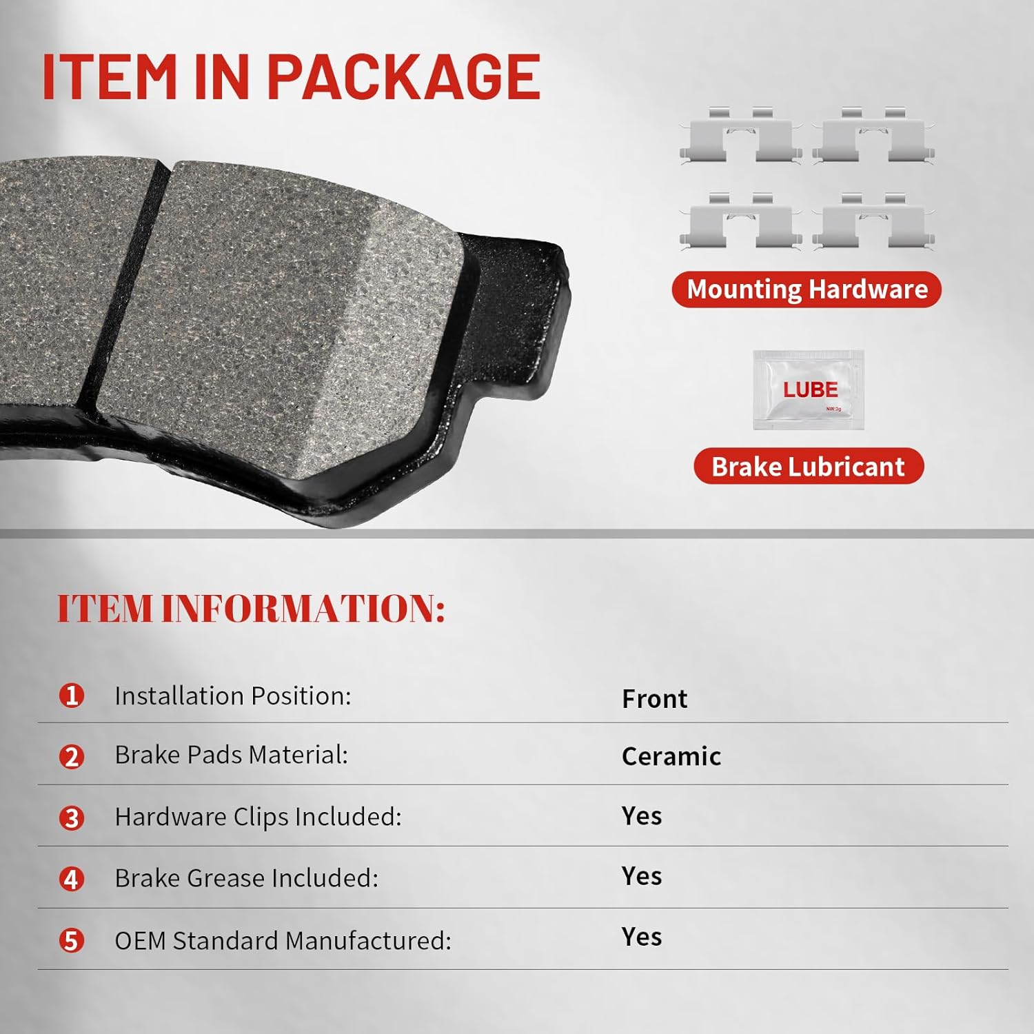 Ceramic Front Brake Pads with Hardware Fit for Nissan Pathfinder 1996 1997 1998 1999 2000 2001 2002 2003 2004, Quest 2004-2009 2011-2017, X-Trail, Acura MDX 2003-2006, Infiniti Q45, QX4 1997-2001