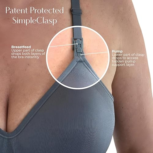 Vista 5 de Supermom Silhouette with Light Fixed Pads, Pumping Bra Hands Free, Adjustable Pumping & Nursing Bra for All Breast Pumps (Combo Pack) Maine Blue Bra