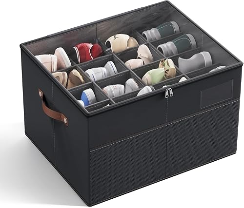 MIFXIN Organizador de zapatos para armario, 16 pares de cajas grandes para zapatos, contenedor de almacenamiento de zapatos con cubierta