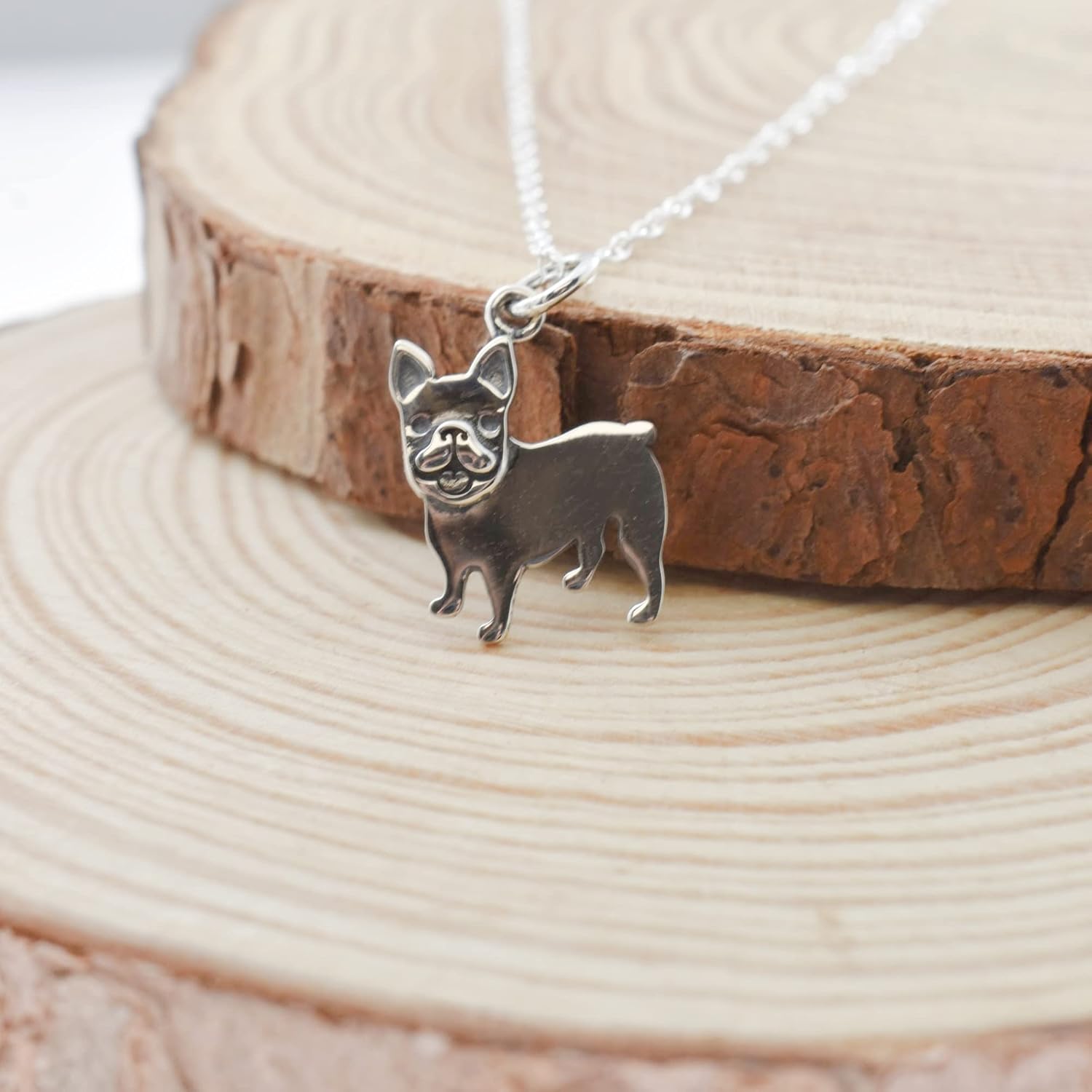 MOM & THREE DAUGHTERS French Bulldog Necklace in Sterling Silver on an 18 Inch Cable Chain. Animal Necklaces. Gift for Pet Owners. Gift for Dog Lovers