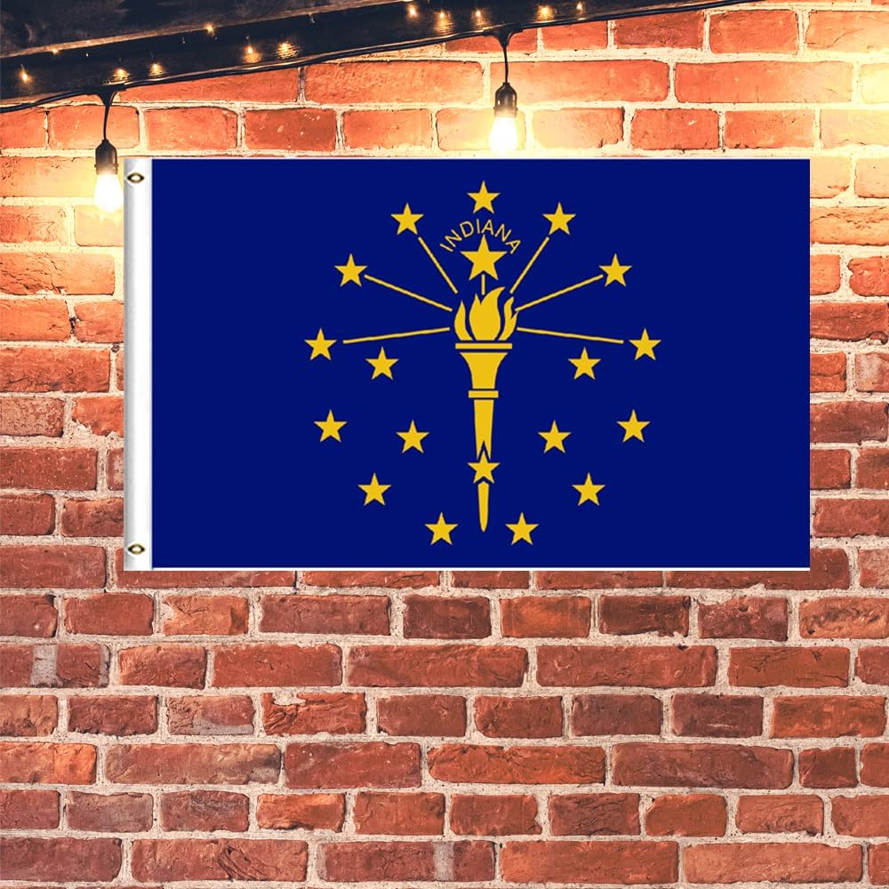 Indiana State Flag Heavy Duty double sided 3 Ply 3x5 Feet IN State Flags Banner with Brass Grommets, Fade-Resistant for Home, Garden, and Official Display