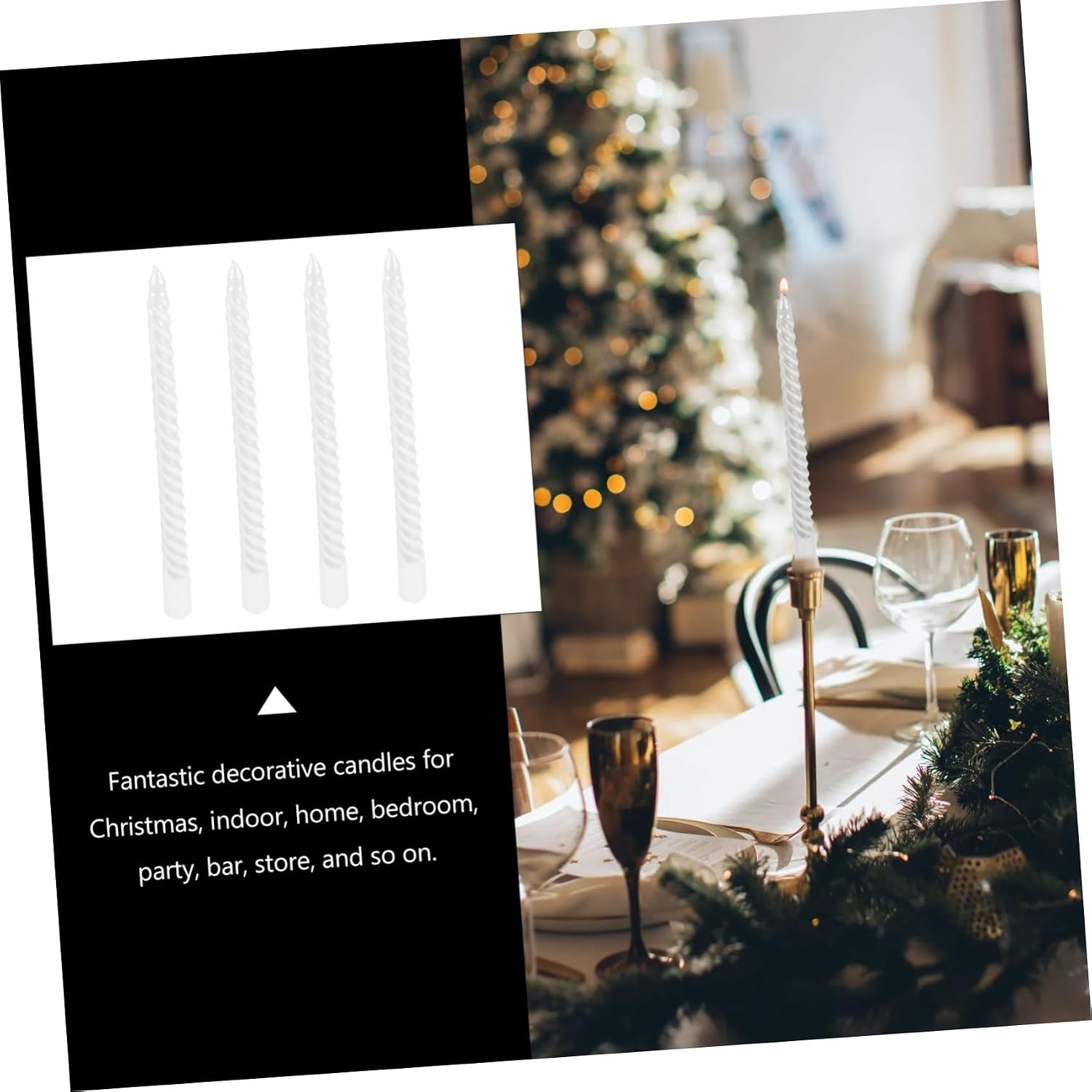 4pcs White Paraffin Taper Candles for Wedding Decor Xmas Indoor Dining
