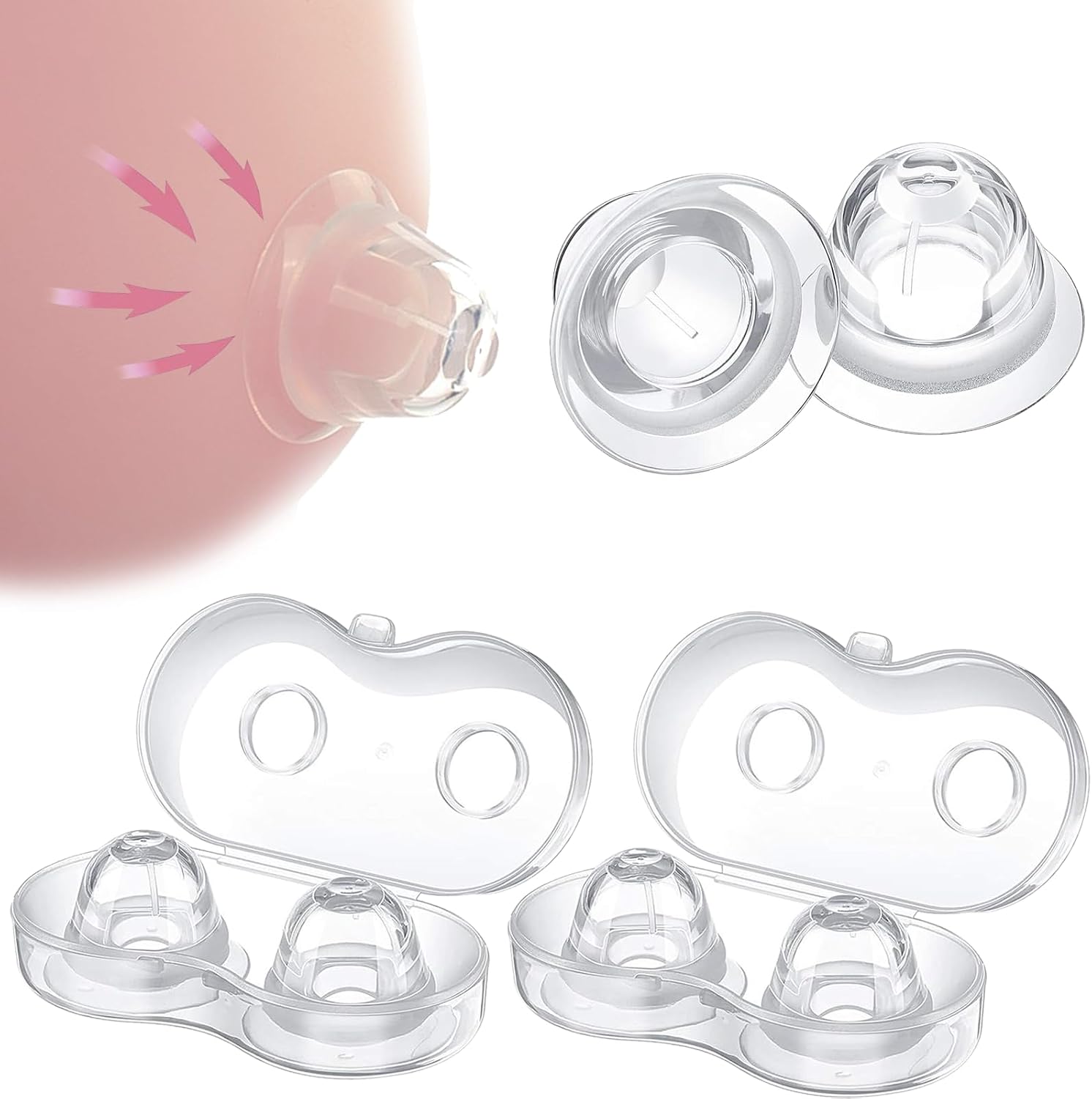 Silicone Sucking Nipple Toys Female Sex Toys, Transparent Nipple Sucker with Travel Case for BDSM Hands-Free Nipple Stimulation Sex Things for Couples Kinky Portable Sexual Pleasure Tools for Women