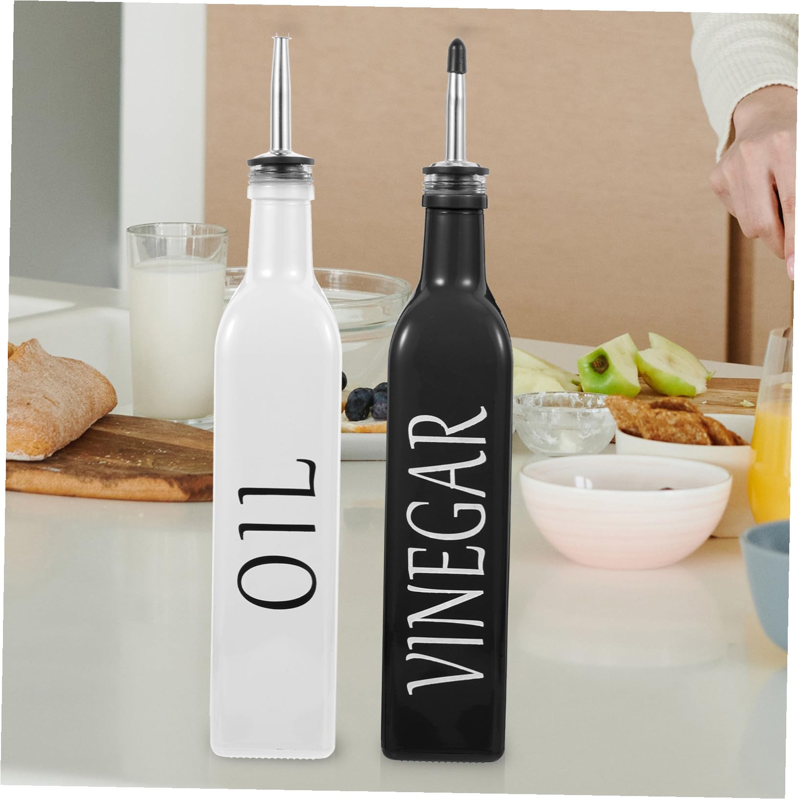 Design Glas Stilvollem Ausgießer für mit aus Tropffreiem Ölspender Multifunktionaler Kunststoff Essig Küche und Salate