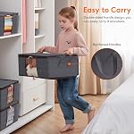 Lifewit Clothes Storage Bag Foldable Organizer Bin with Reinforced Handle Sturdy Breathable Fabric Clear Window for Sweaters, Coats, T-Shirts, Blankets, 6 Pack, Grey