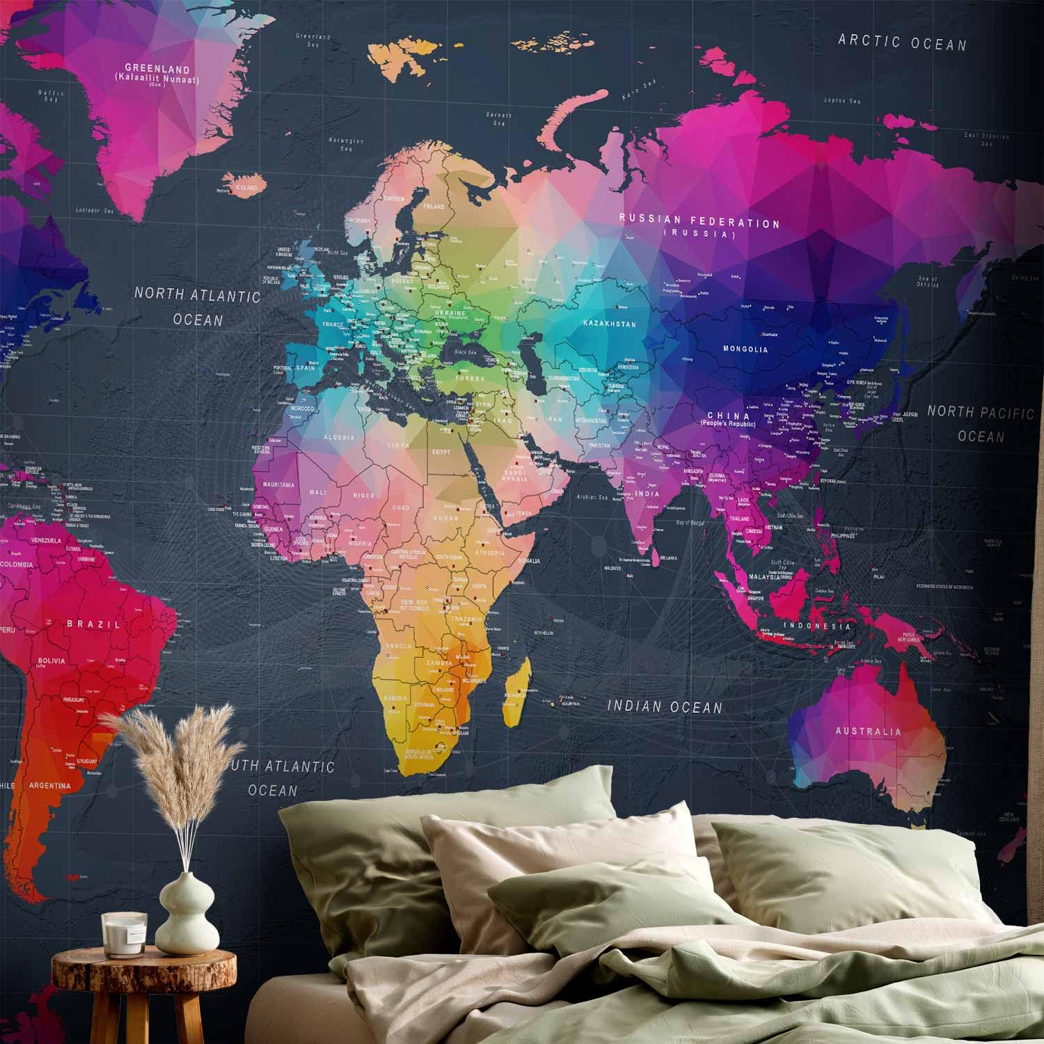 Fotomurales B&D XXL 350x256 cm Papel pintado tejido no tejido Decoración | Pared decorativos Murales moderna Diseno Fotográfico Mapa del mundo Mundo Mapamundi