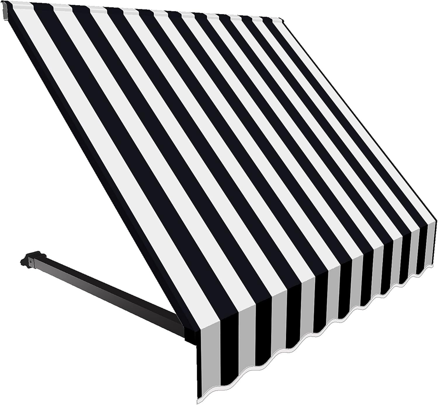 AWNTECH 3 ft. Dallas Retro Open-Sided Slope Style Door/Window Awning Fixed Outdoor Canopy 40.5 Inch W x 16 Inch H x 30 Inch Proj, Black and White Stripe