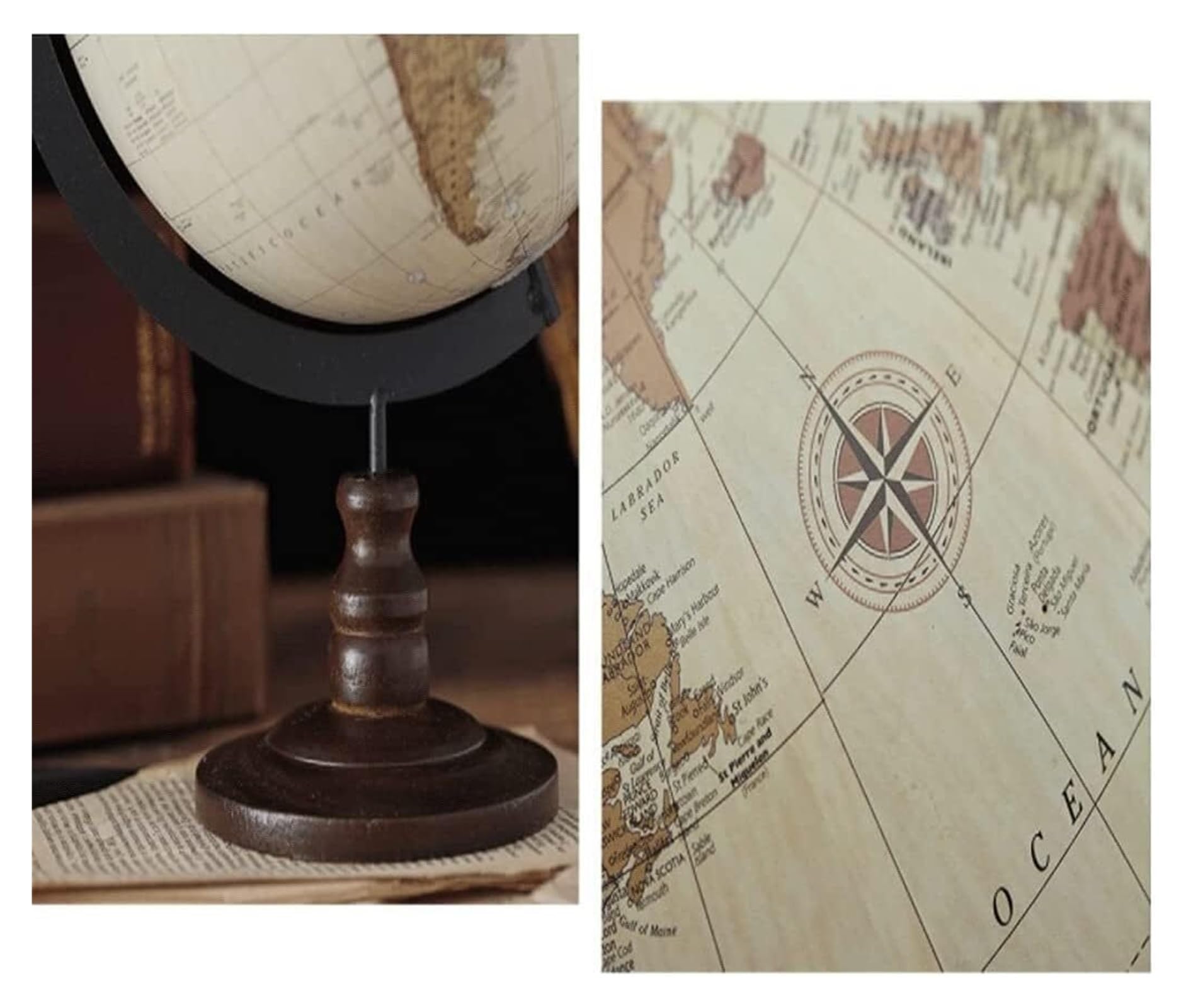 Weltglobus, klassischer neuester Retro-Globus auf Englisch, schwarzer Ozean-Geographie-Globus, Desktop-Globus, Dekoration, handgefertigter Weltglobus, Globus für die Dekoration im