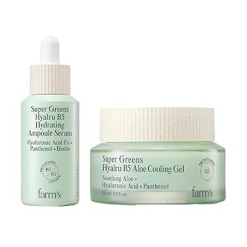 Farm Rx Super Greens Hyalru B5 Hydrating Ampoule Serum & Super Greens Hyalru B5 Aloe Cooling Gel Cream 3fl oz
