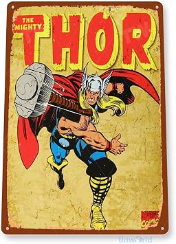 Tinworld Tin Sign Thor Comic Super Hero Metal Decor Wall Art Store Shop Cave A651