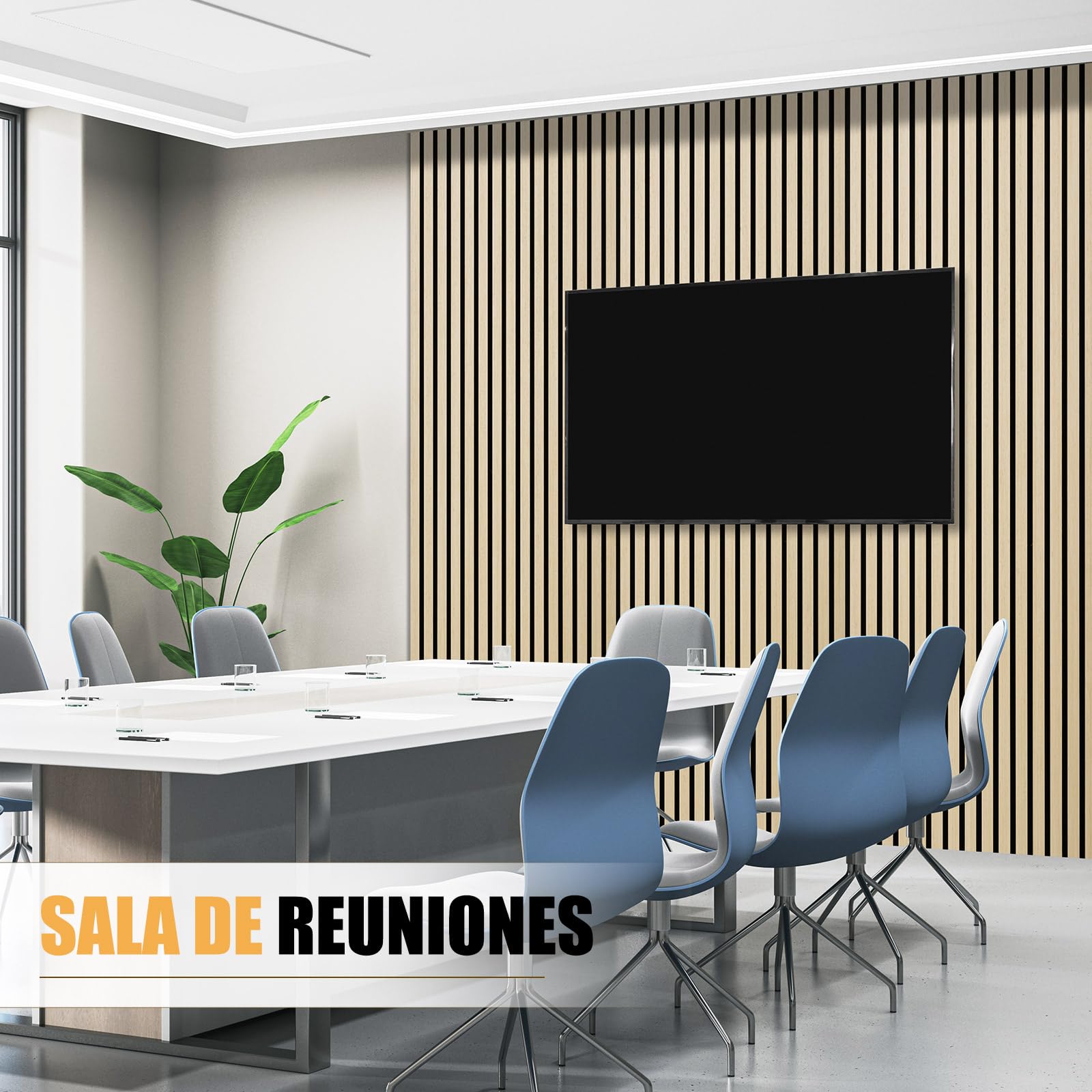 DOLLAR BOSS Paneles acústicos de madera, paneles de pared 3d 120x60cm 2 Piezas | pared de madera, pared acústica, paneles acústicos, pared con molduras decorativas Roble Blanco