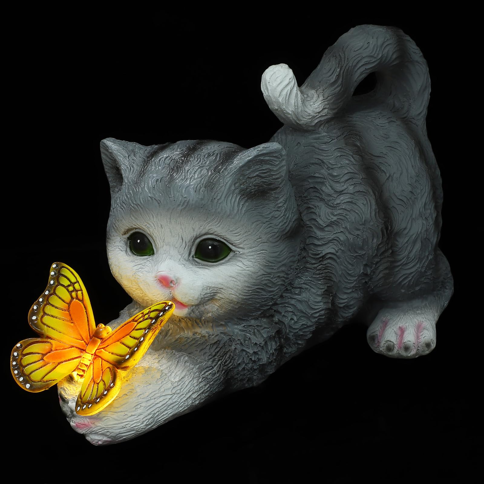 TOYANDONA Realistische Tiere Kunstharz Katzenfigur aus mit Praktischer Simulation Einzigartige Gartendeko für Dekorativen Außenbereich und Sammler