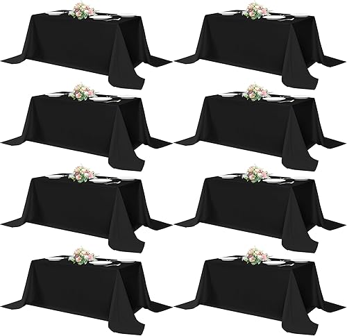 Miniatura 68 de sancua - Manteles blancos rectangulares, paquete de 8 manteles para mesas de 6 pies - Fundas de mesa lavables de poliéster para bodas, fiestas de