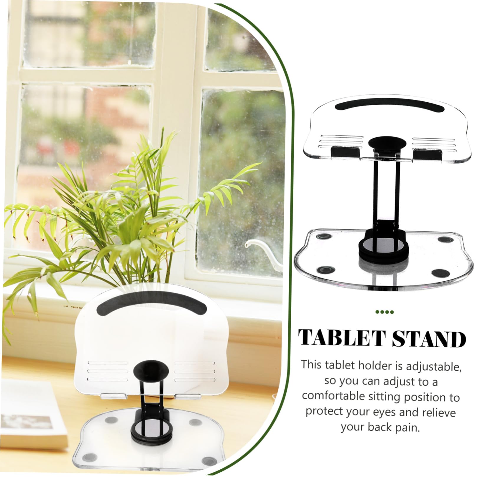 SEWACC Soporte para Tableta Ajustable De Acrílico Plegable para Escritorio, para Tabletas De Cocina, Soporte Giratorio Antideslizante Negro para Uso Diario