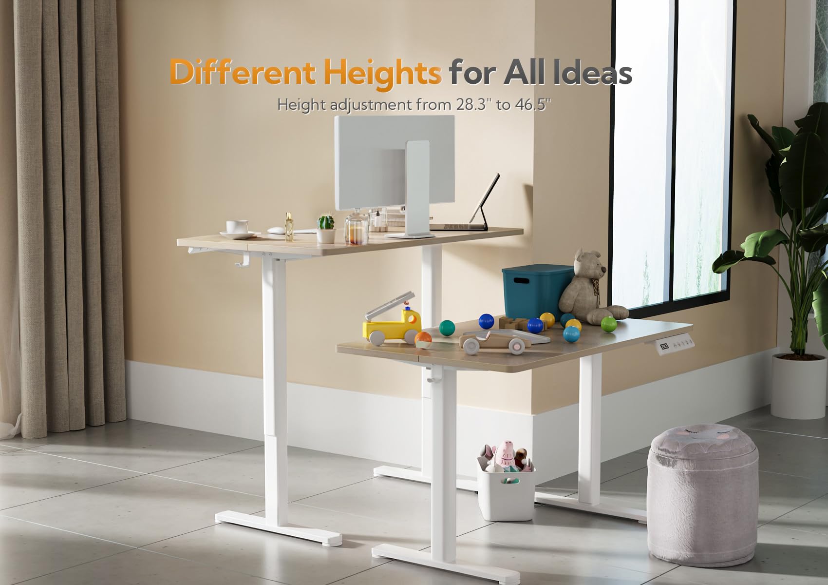 Claiks Electric Height Adjustable Standing Desk, 32x19 Inch, Nature view 3