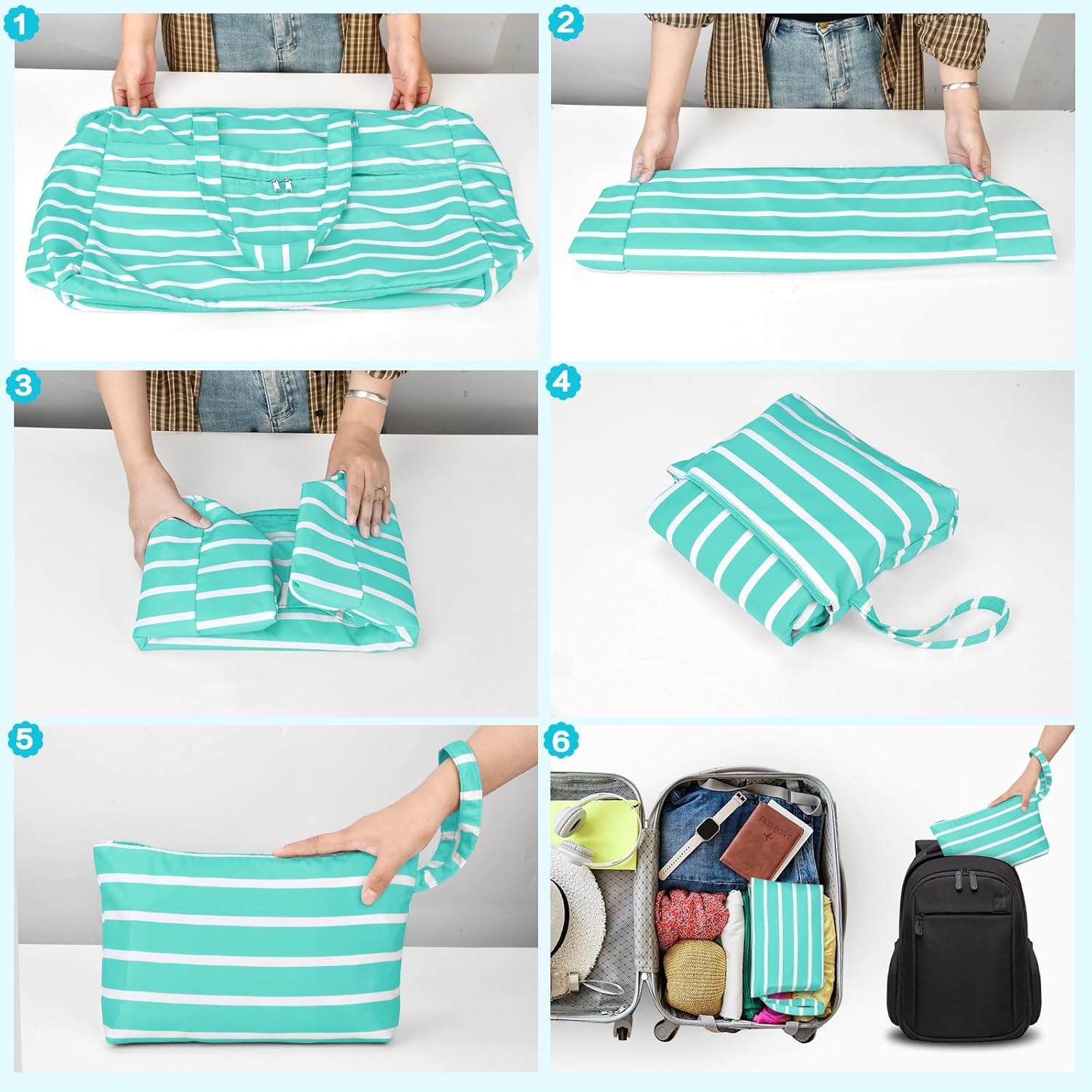 HUANLANG Extra Large Beach Bag Waterproof Beach Totes Bags for Women Men,Pool Bag with Zipper Wet Pocket - Image 8