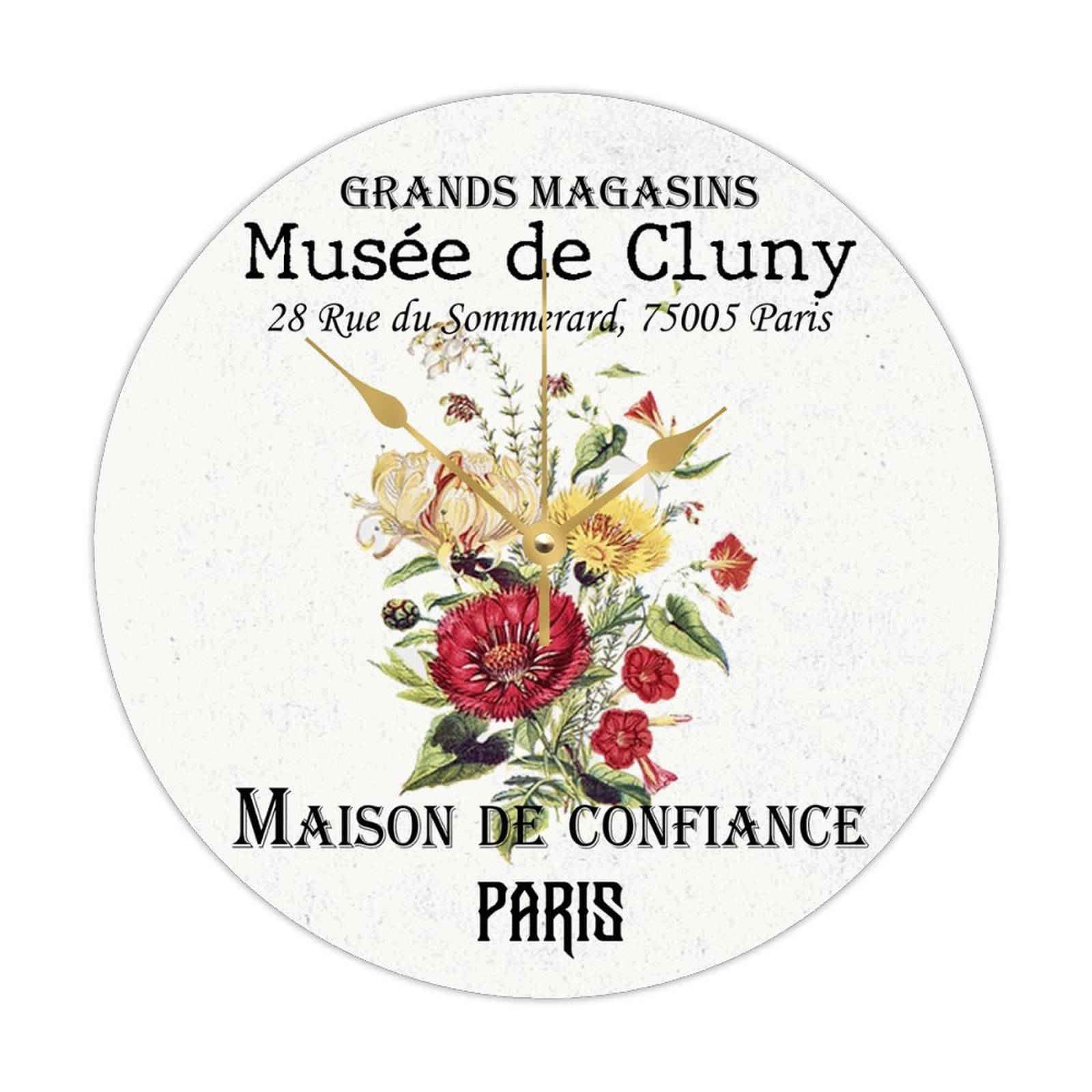 Horloge murale vintage bouquet français en bois de qualité