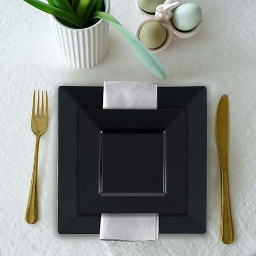 Efavormart - Paquete de 50 platos de plástico cuadrados transparentes de 4 pulgadas, platos de postre desechables