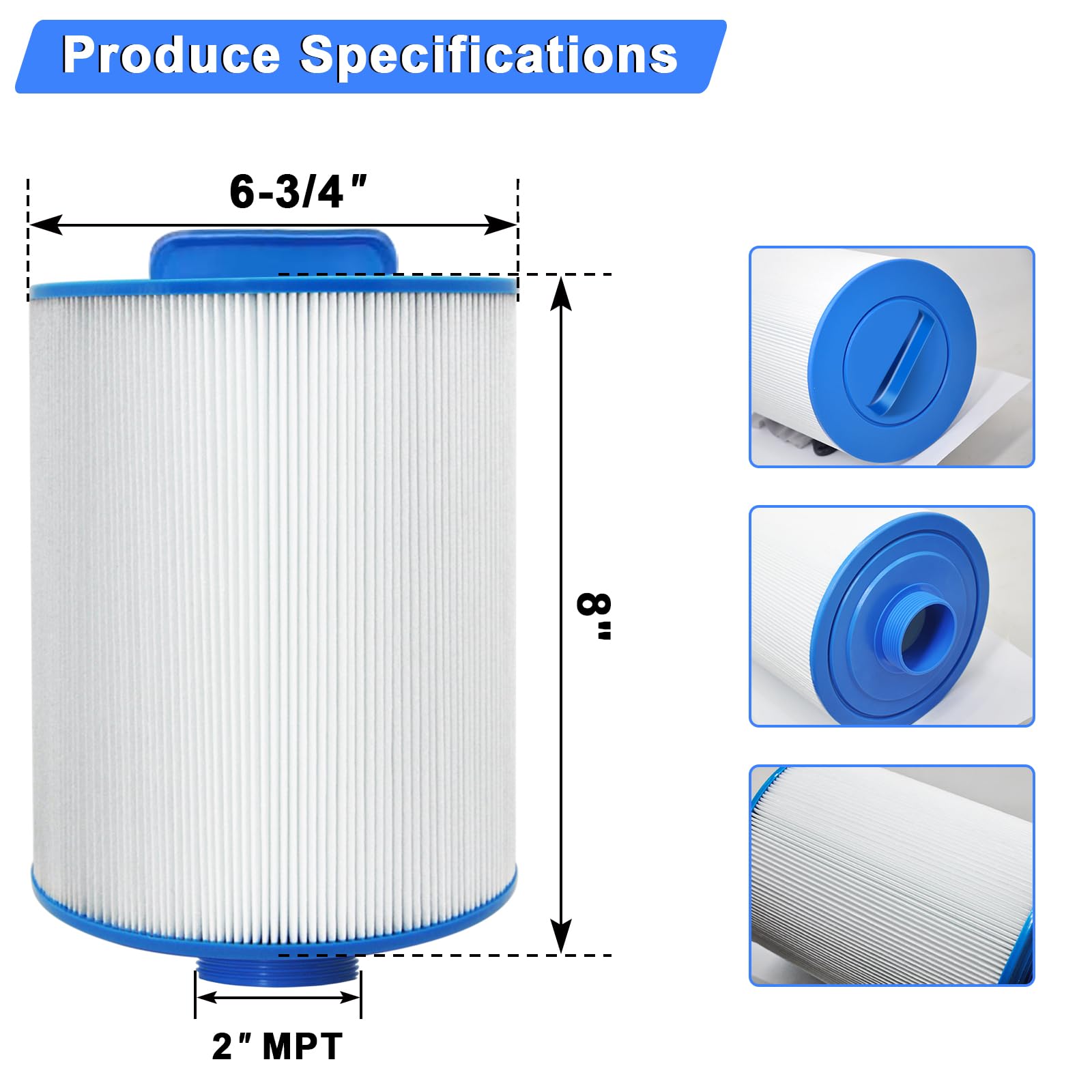 PAS50SV-F2M Hot Tub Spa Filter Cartridge, Compatible with Unicel 6CH-502, Filbur FC-0311, Master Deluxe M60506, Magnum AR50, Baleen AK-90161, Excel Filters XLS-604 Artesian Spas Filter, 2 Pack