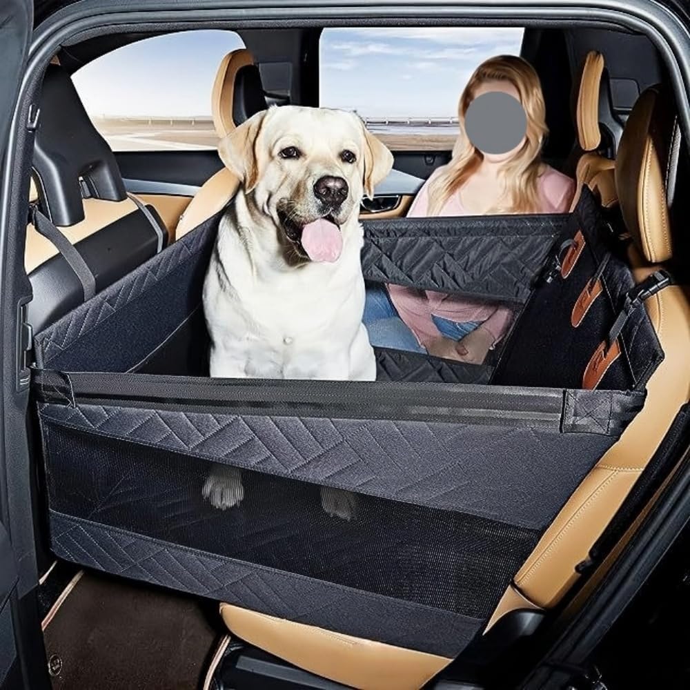 JoFist 犬用カーシート、ペット用カーシート、耐摩耗性、滑り止め、折りたたみ式、ペットの飛び出し防止、車用ケージ、犬や猫に適して