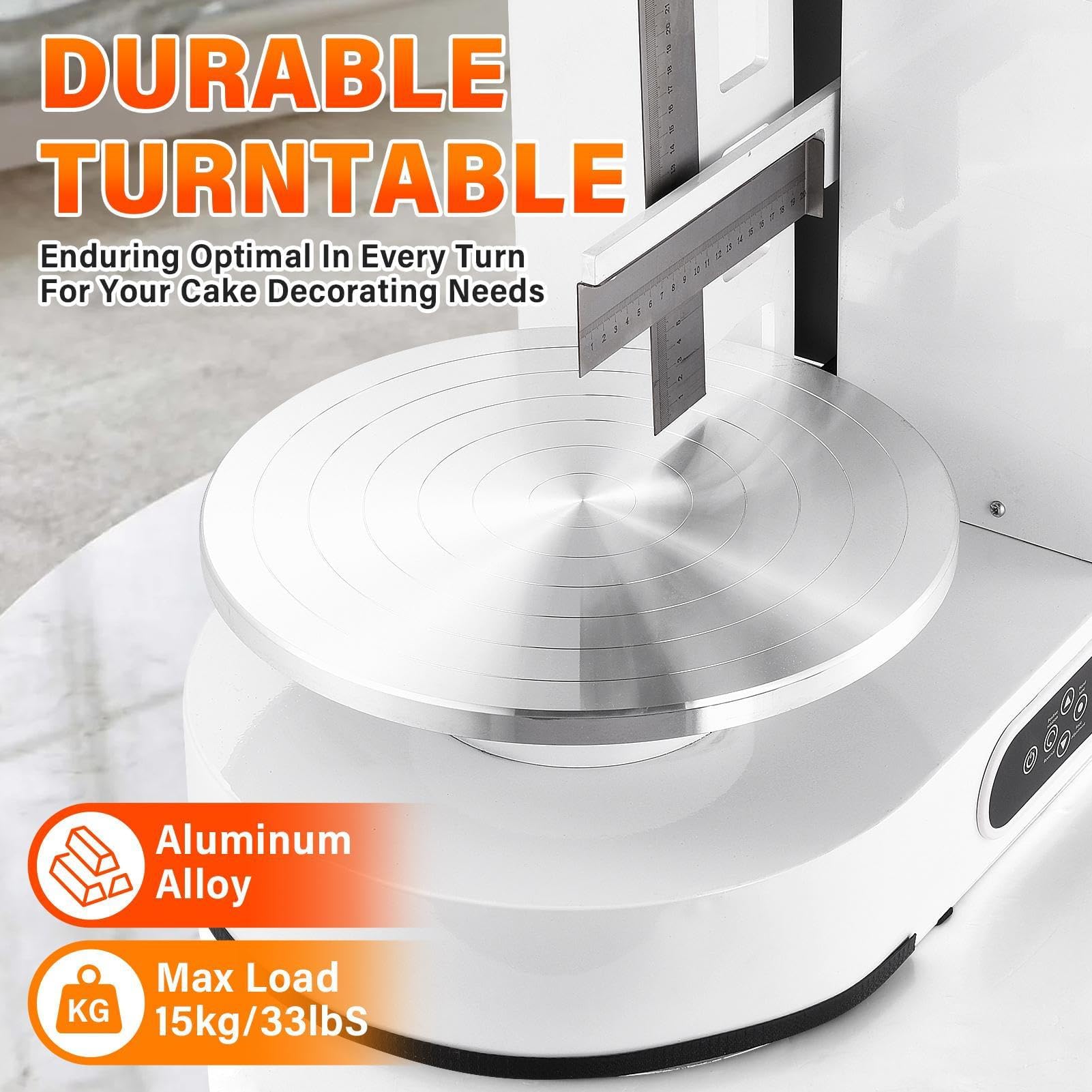 Macchina automatica per glassare torte, 200 W, 300 giri/min, con spatola per crema e piatto girevole regolabile da 4 a 12 pollici, ideale per matrimoni e pasticcerie.